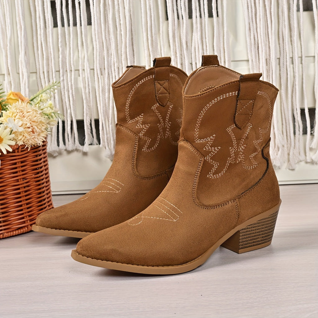 Women’s Western Ankle Cowboy Boots with Embroidery