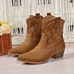 Women’s Western Ankle Cowboy Boots with Embroidery