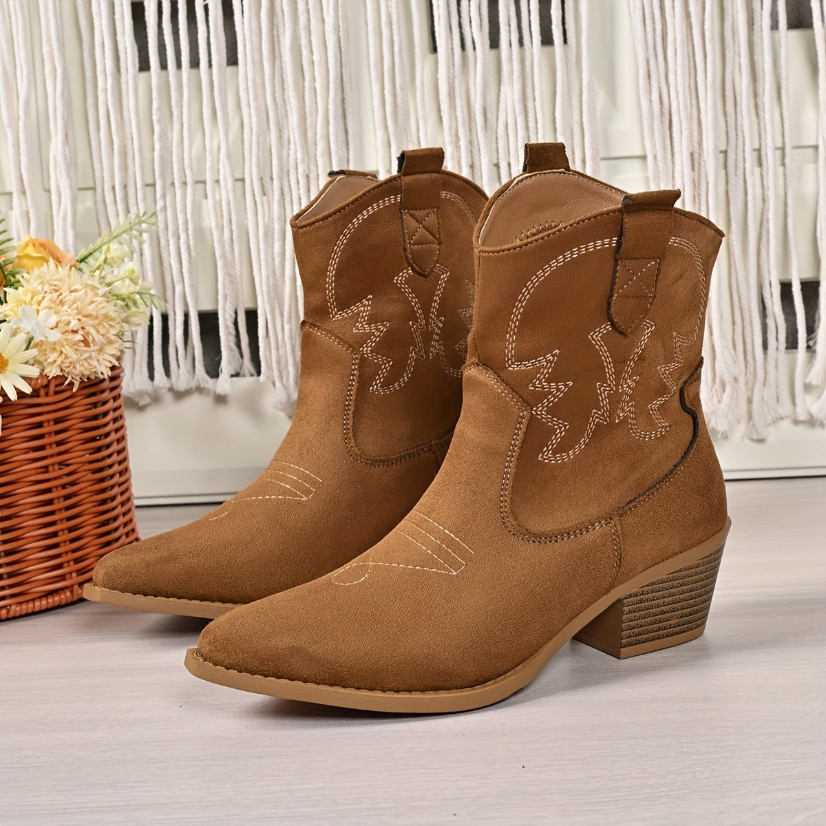 Women’s Western Ankle Cowboy Boots with Embroidery