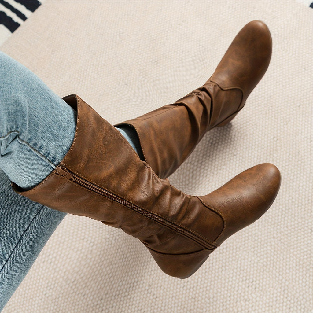 Women’s Slouch Knee-High Boots with Side Zip