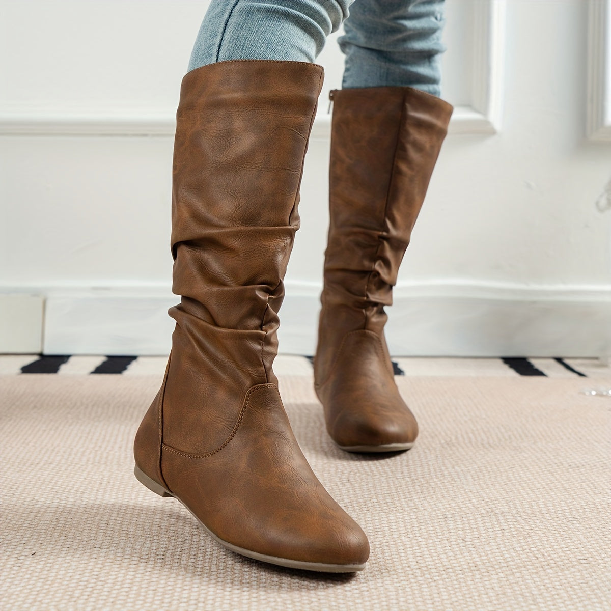 Women’s Slouch Knee-High Boots with Side Zip