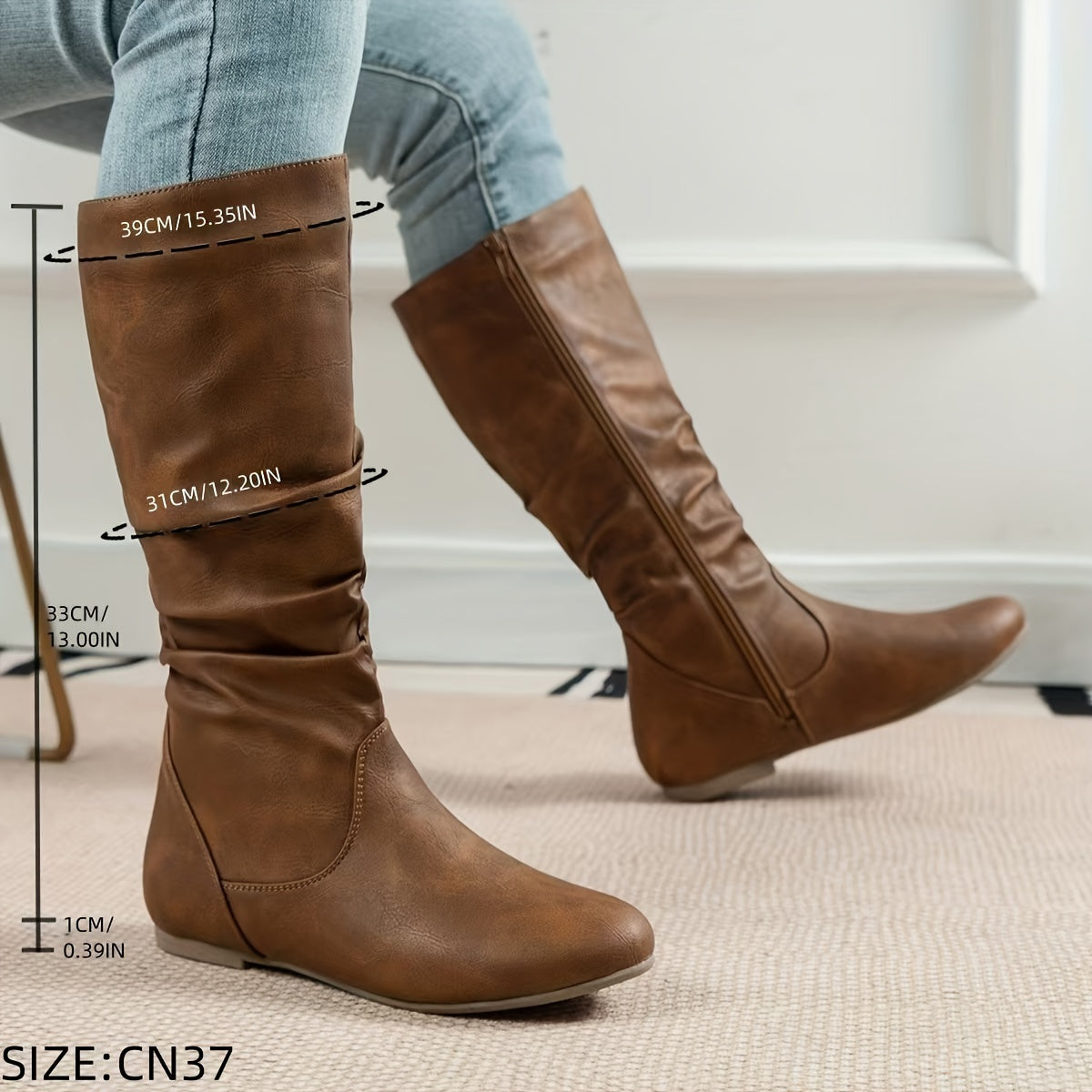 Women’s Slouch Knee-High Boots with Side Zip