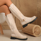 Women’s Knee-High Boots with Chunky Sole and Buckle Detail