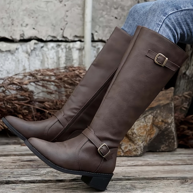 Women’s Knee-High Buckle Riding Boots