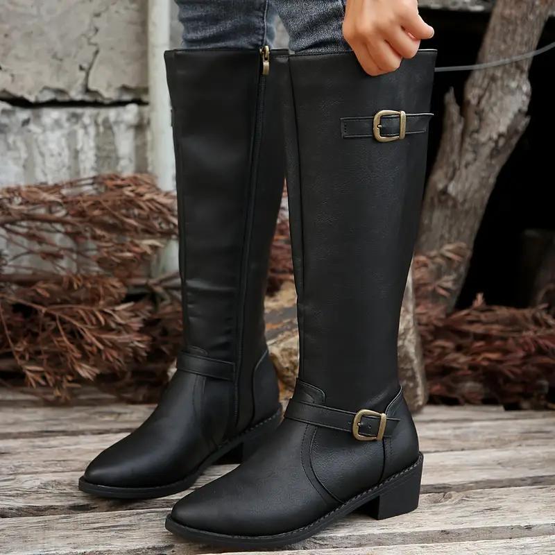 Women’s Knee-High Buckle Riding Boots