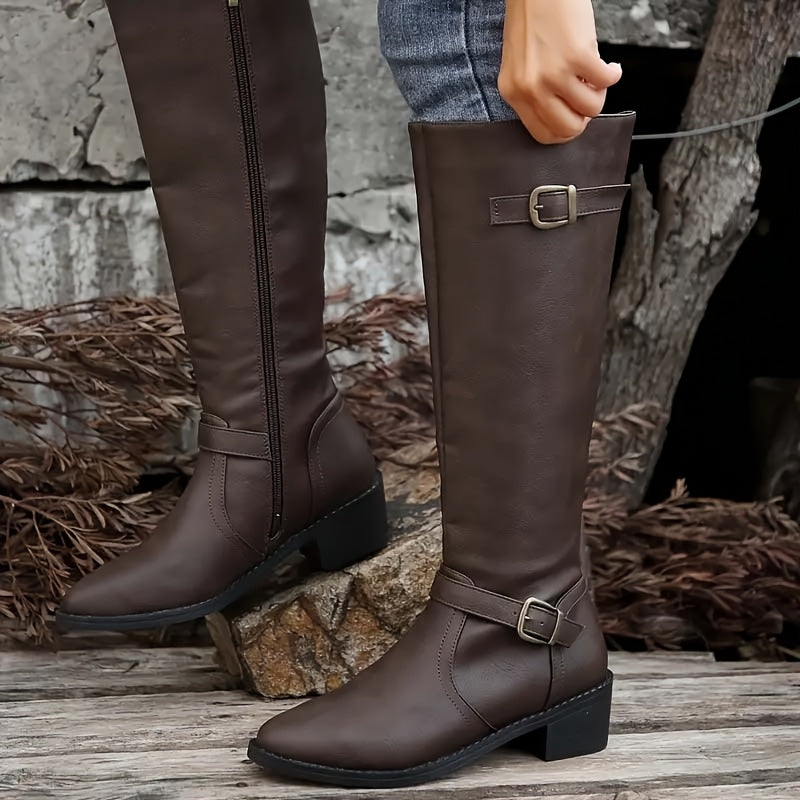 Women’s Knee-High Buckle Riding Boots
