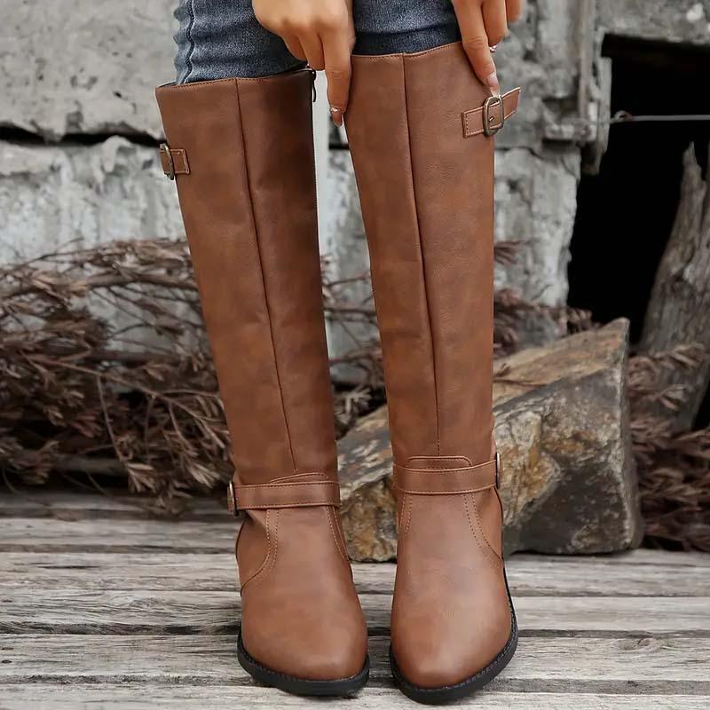 Women’s Knee-High Buckle Riding Boots
