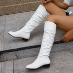 Women’s Slouch Knee High Boots with Low Block Heel