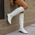 Women’s Slouch Knee High Boots with Low Block Heel