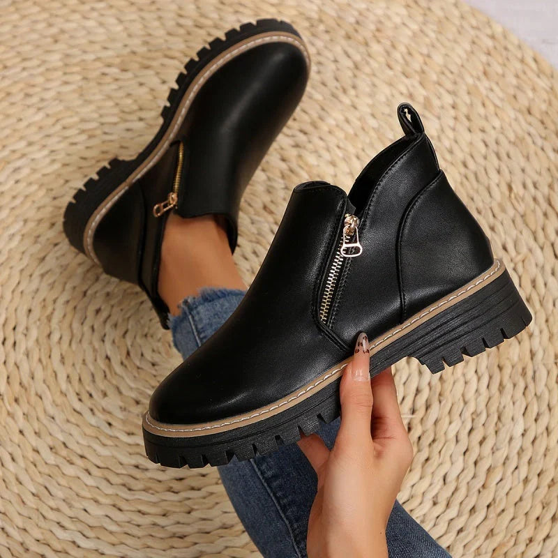 Bottines pour femme à fermeture éclair latérale et semelle épaisse