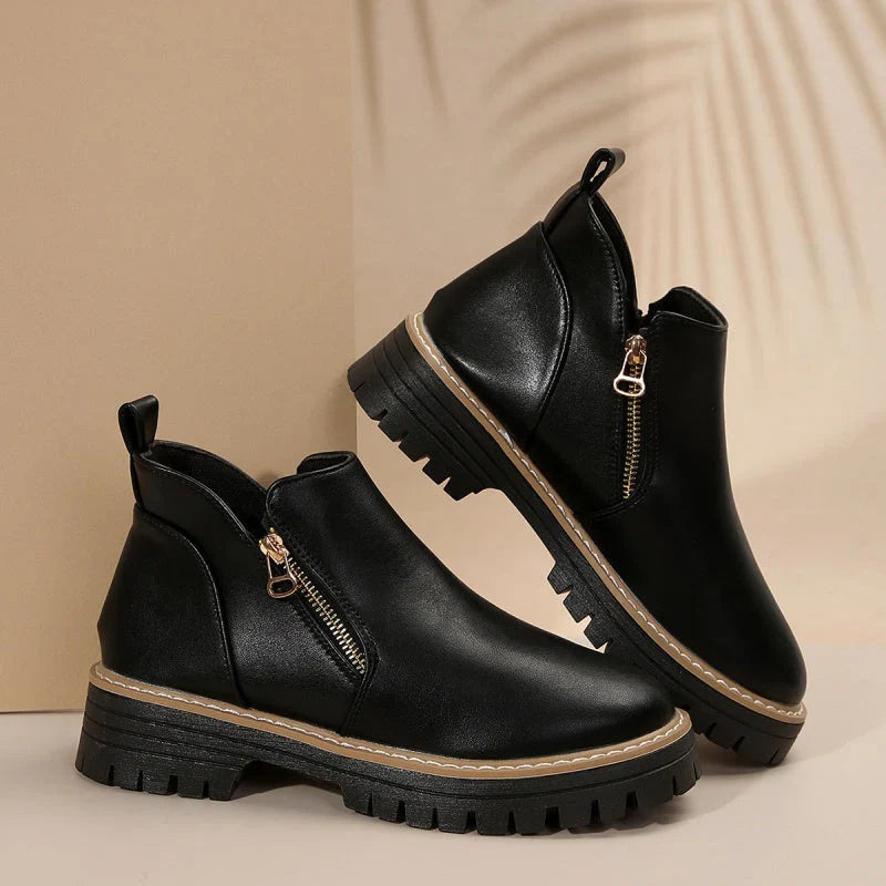 Bottines pour femme à fermeture éclair latérale et semelle épaisse