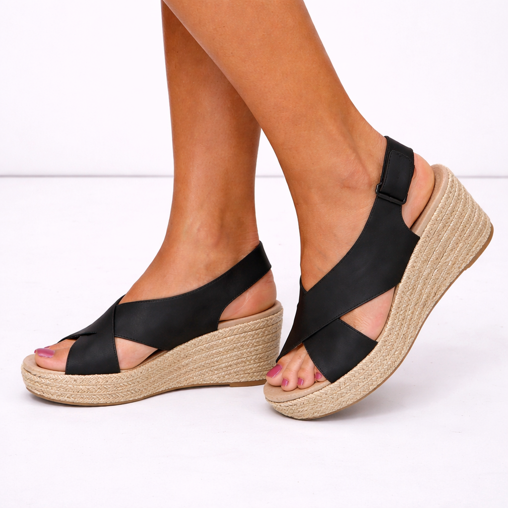 Women's Espadrille Wedge Sandals with Cross Strap for Summer