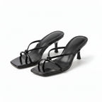 Knotted Strap Heeled Mule Sandals