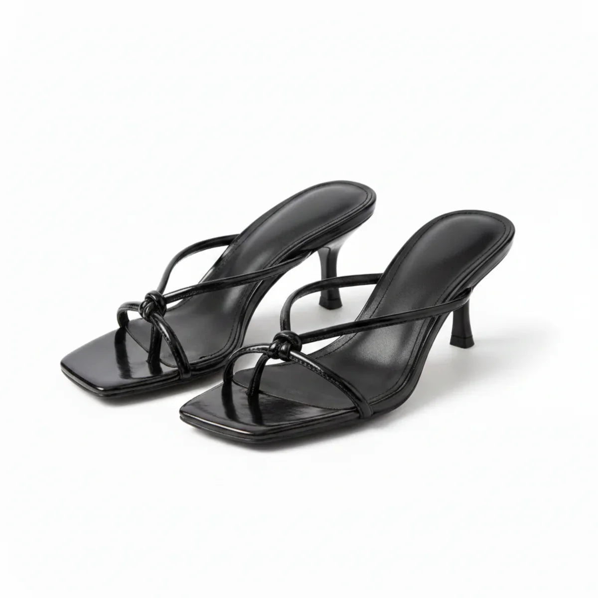 Women's Leather Mule Heeled Sandals for Summer