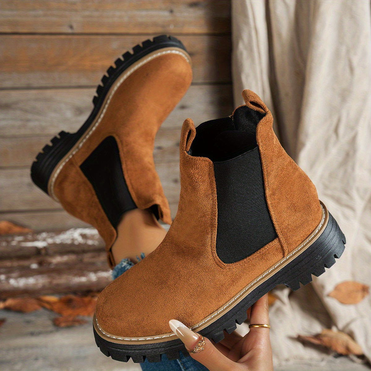 Women’s Chunky Chelsea Ankle Boots with Lug Sole