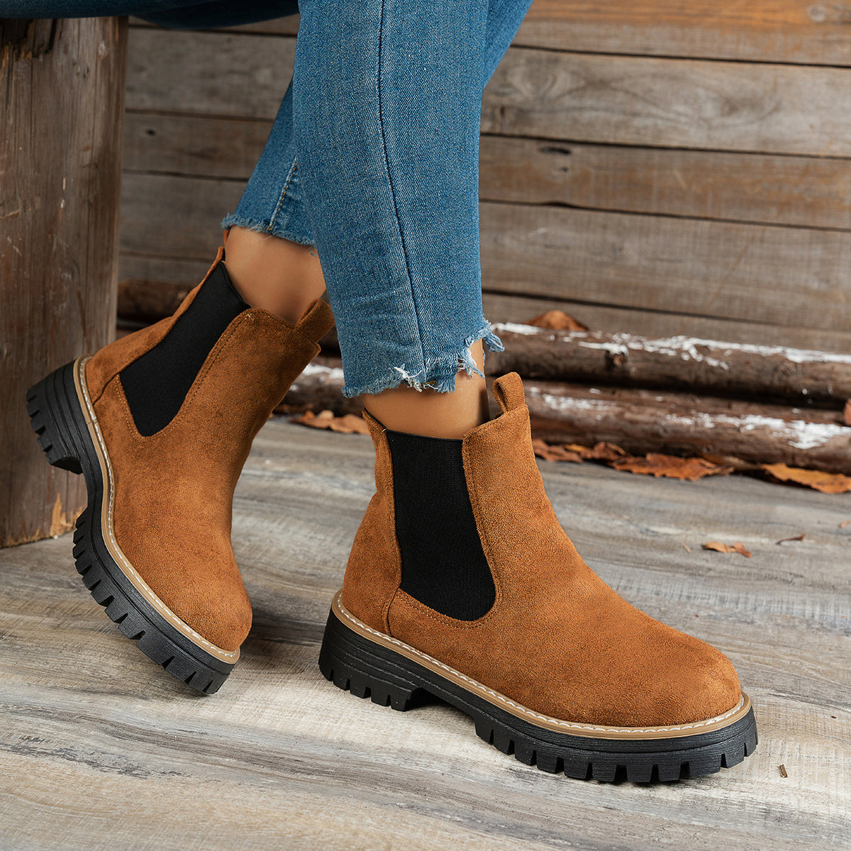 Women’s Chunky Chelsea Ankle Boots with Lug Sole