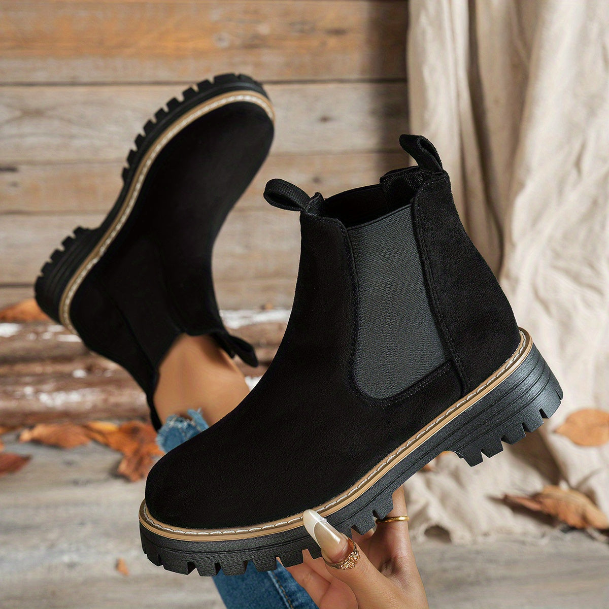 Women’s Chunky Chelsea Ankle Boots with Lug Sole