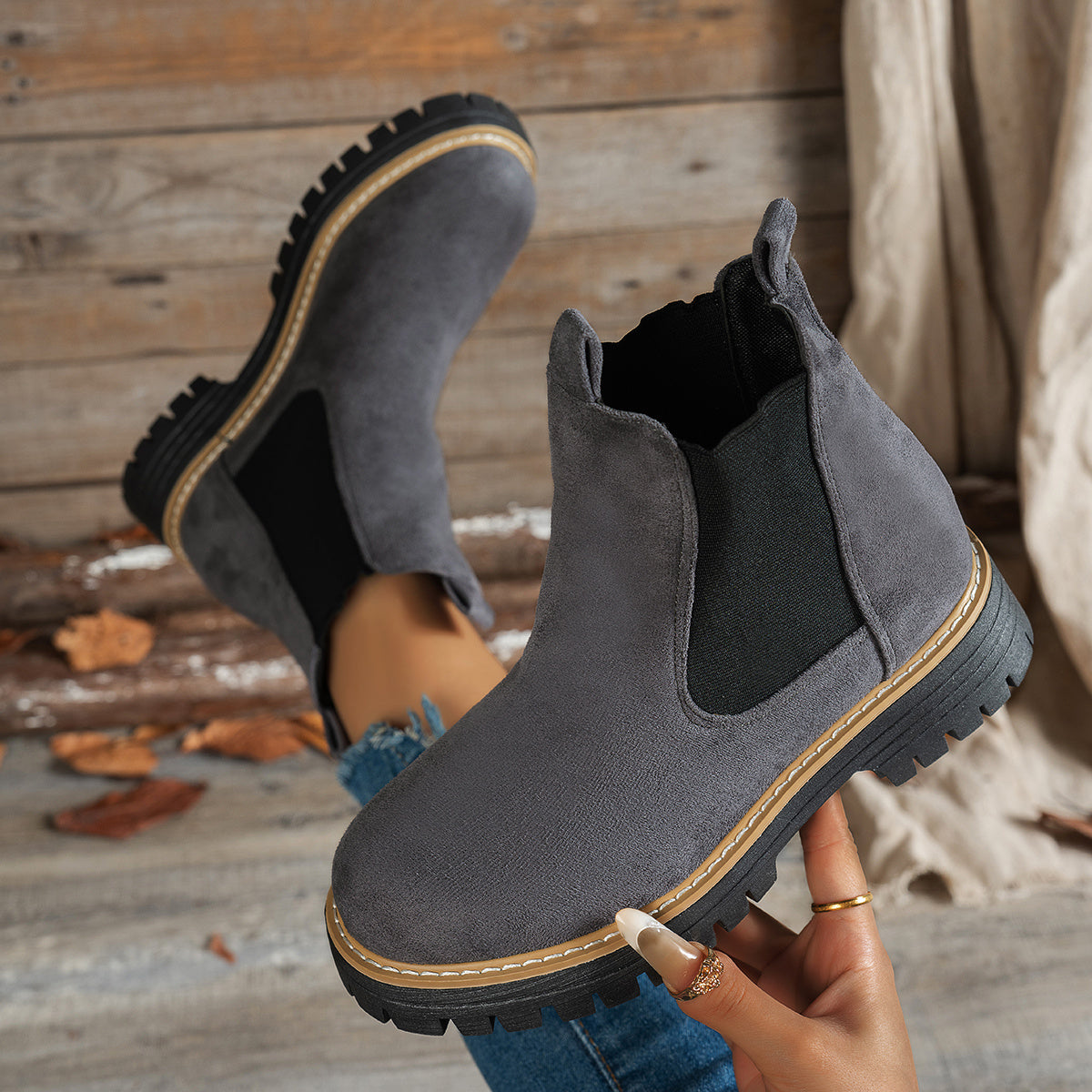 Women’s Chunky Chelsea Ankle Boots with Lug Sole