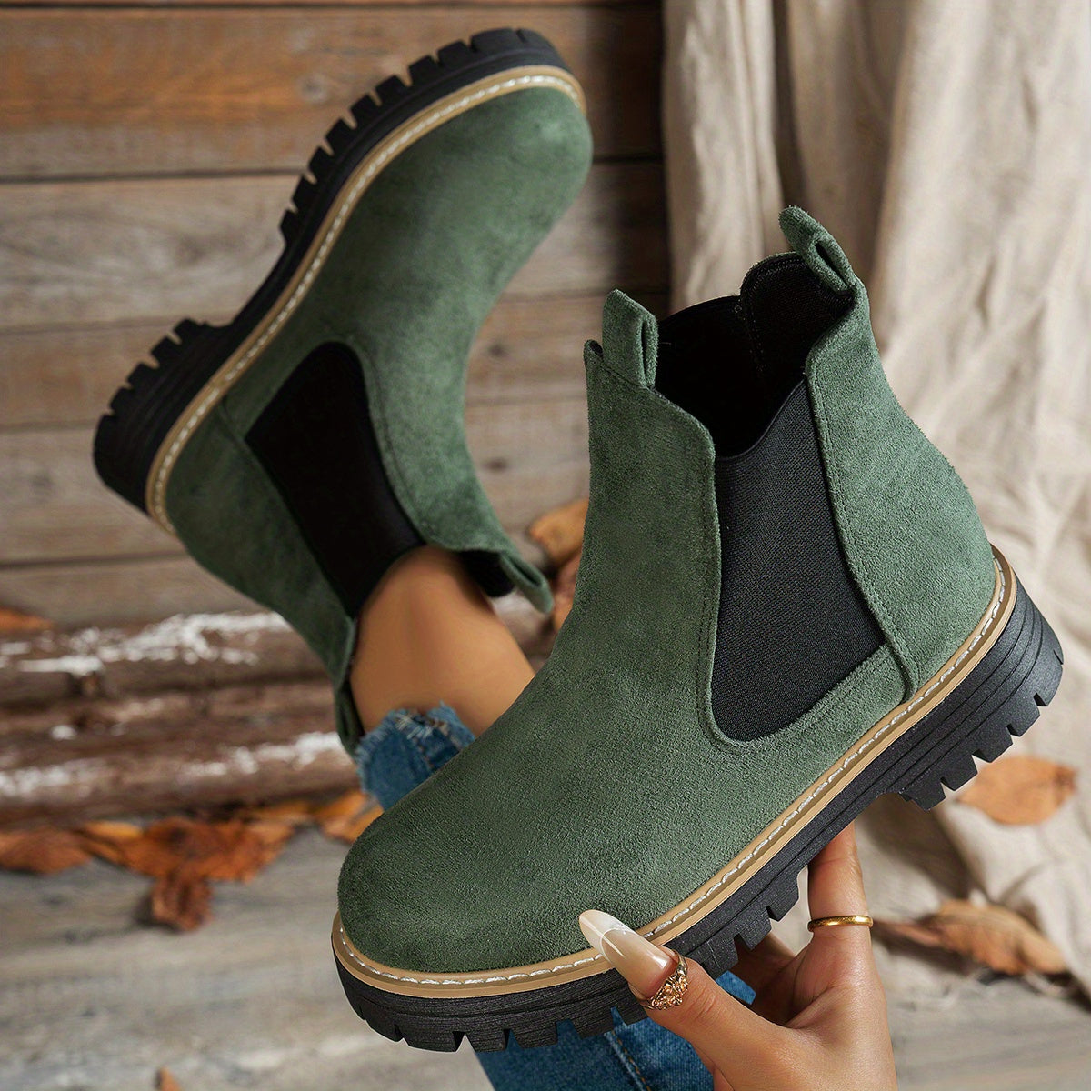 Women’s Chunky Chelsea Ankle Boots with Lug Sole