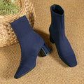 Women’s Knitted Sock Ankle Boots with Block Heel