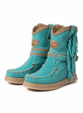 Bottes western pour femme à franges, mi-mollet