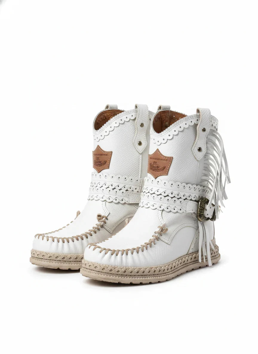 Bottes western pour femme à franges, mi-mollet
