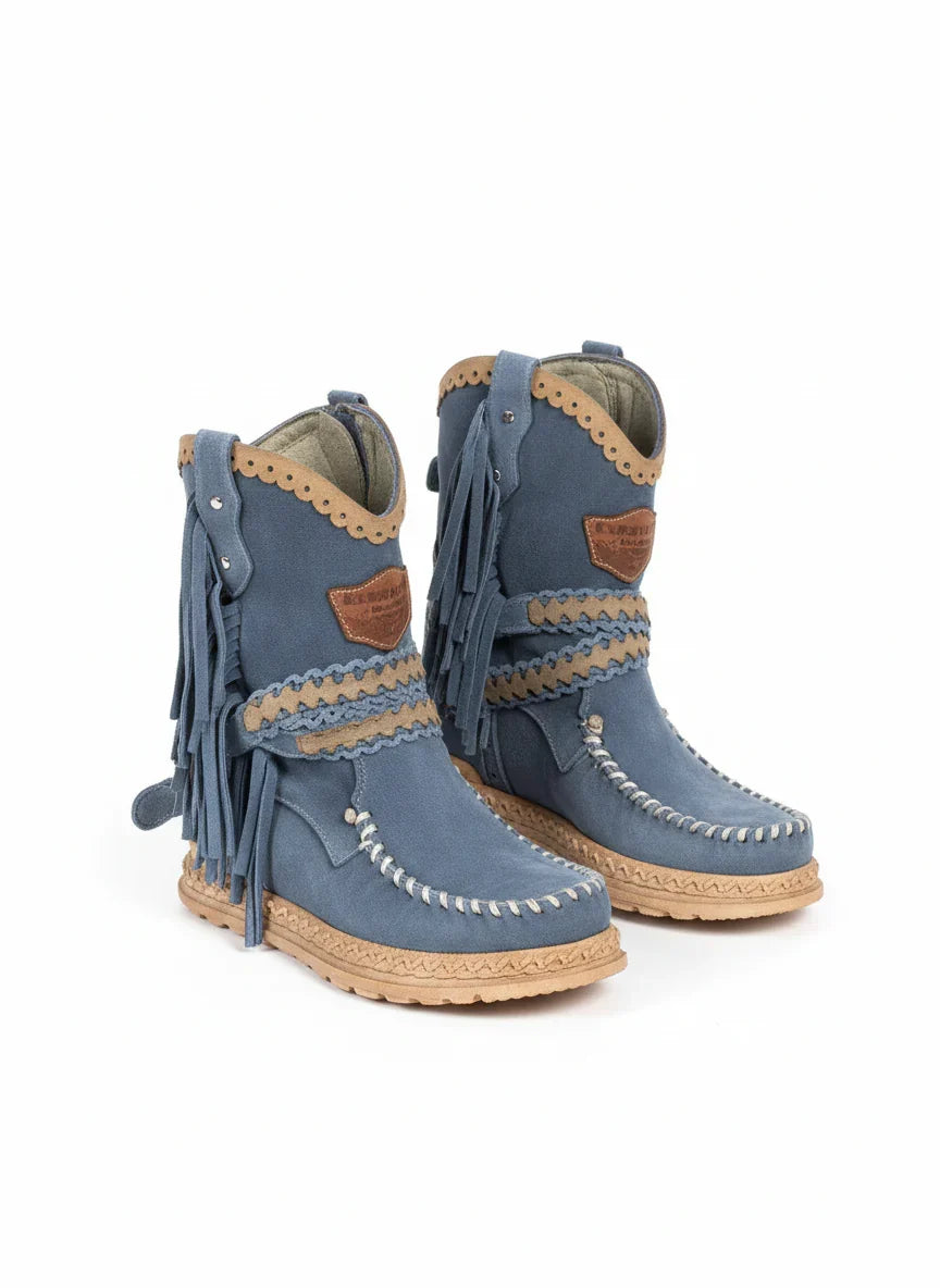 Bottes western pour femme à franges, mi-mollet