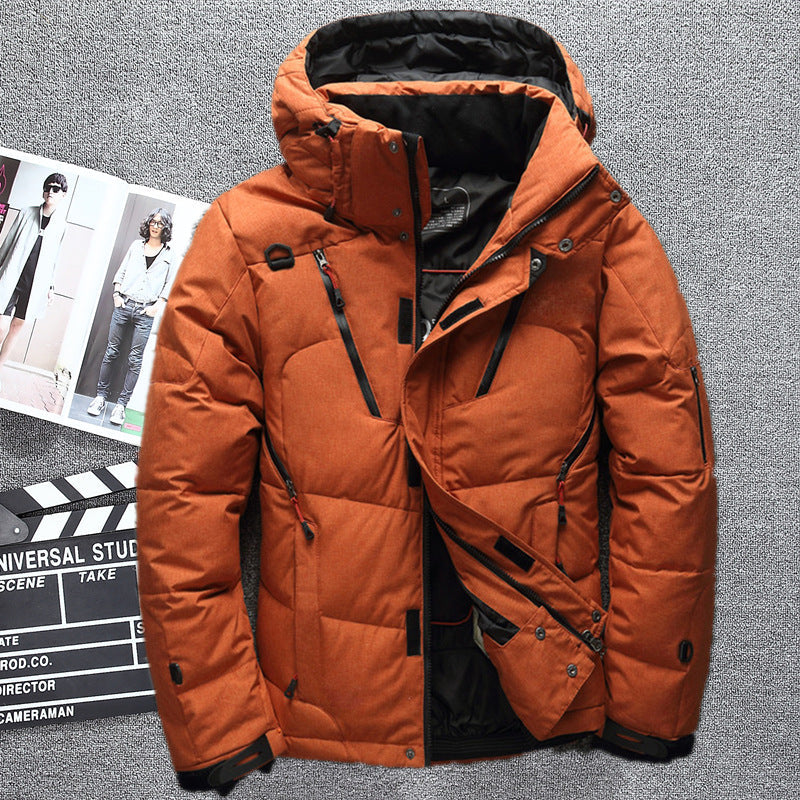 Parka matelassée à capuche pour homme avec poches zippées