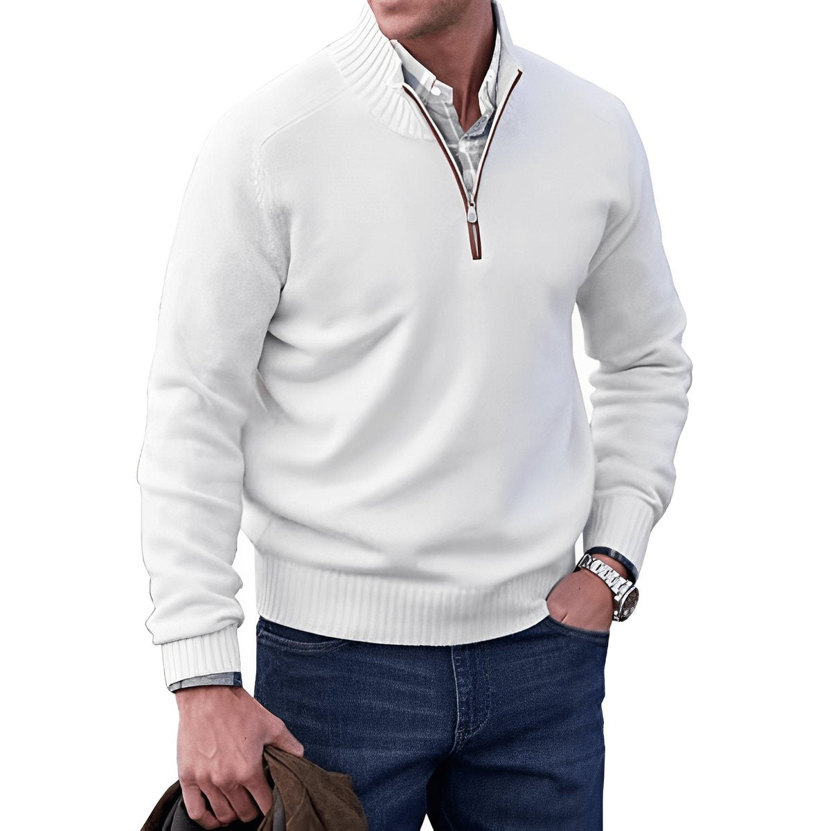 Men's Regular Fit Quarter Zip Sweater