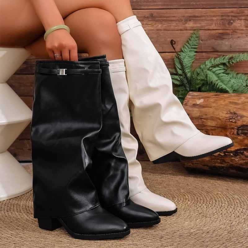 Women’s Knee-High Slouch Boots with Pointed Toe