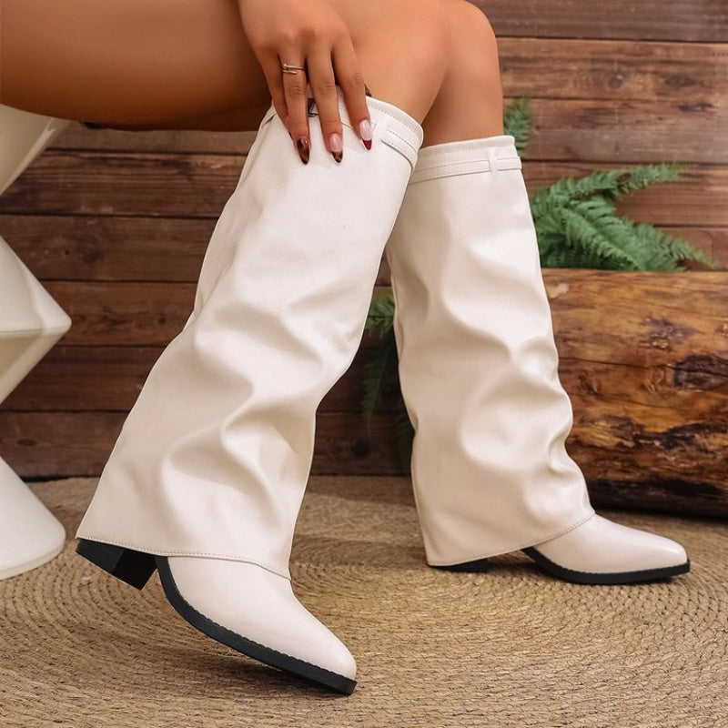 Women’s Knee-High Slouch Boots with Pointed Toe