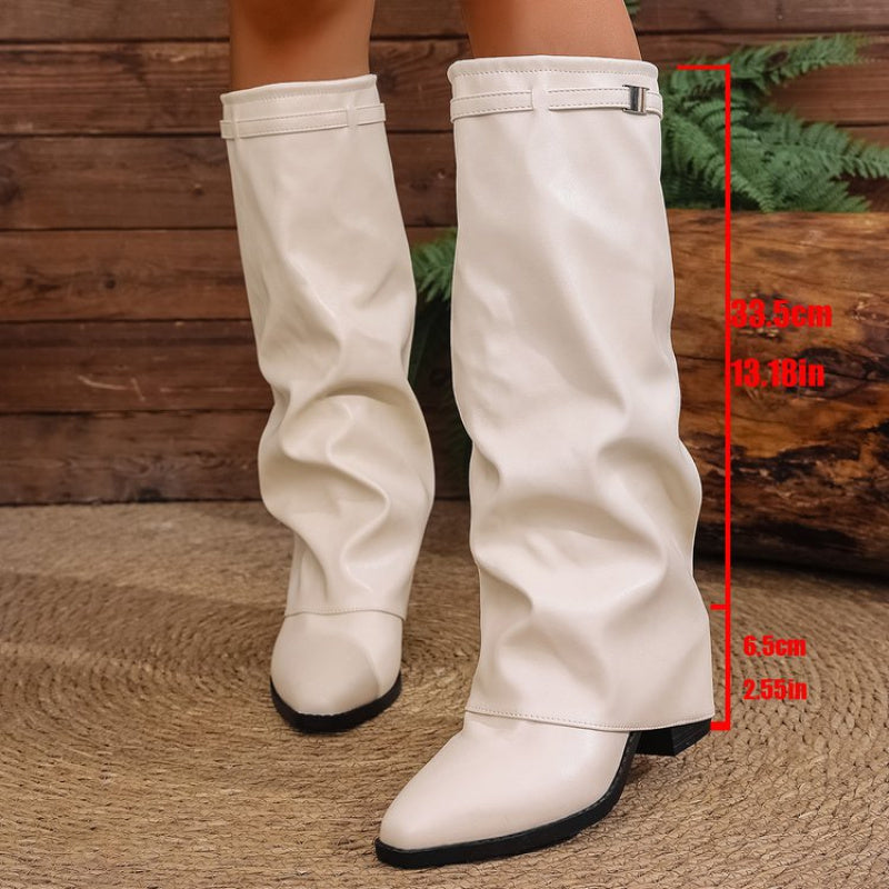 Women’s Knee-High Slouch Boots with Pointed Toe