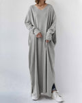 Women's Oversized V-Neck Long Sleeve Maxi Dress