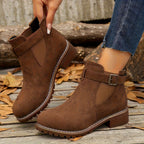 Women’s Buckle Ankle Boots with Low Block Heel