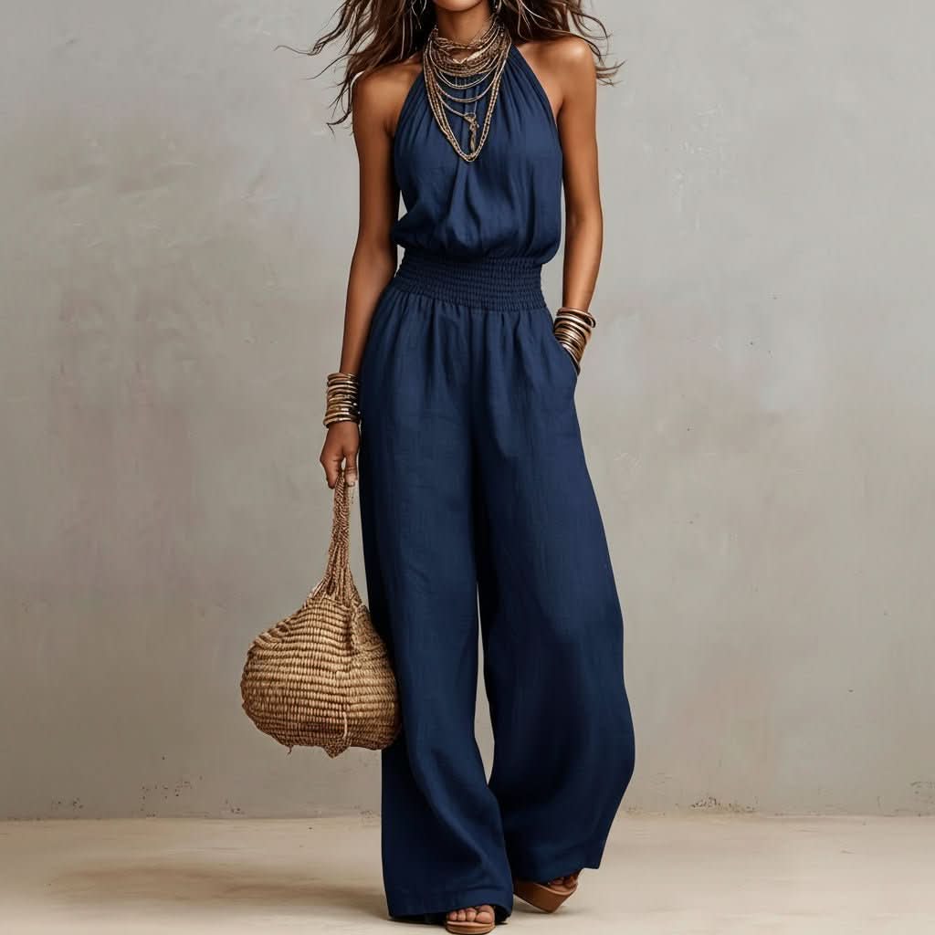 Combinaison pantalon fluide dos nu pour femme