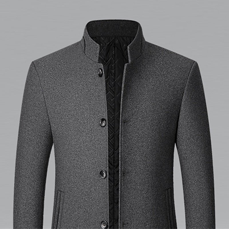 Men's Stand-Collar Lined Trench Coat | Tailored Fit