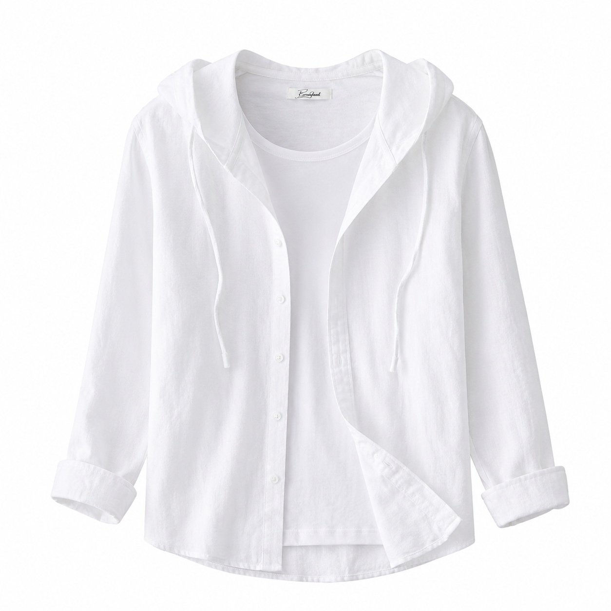 Chemise décontractée rayée à capuche et boutonnage sur le devant pour femme