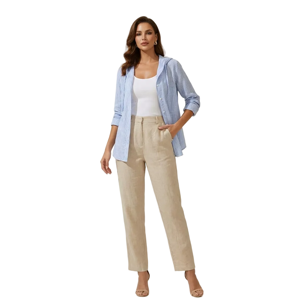 Women's Striped Hooded Button-Up Casual Shirt