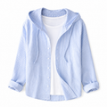 Women's Striped Hooded Button-Up Casual Shirt