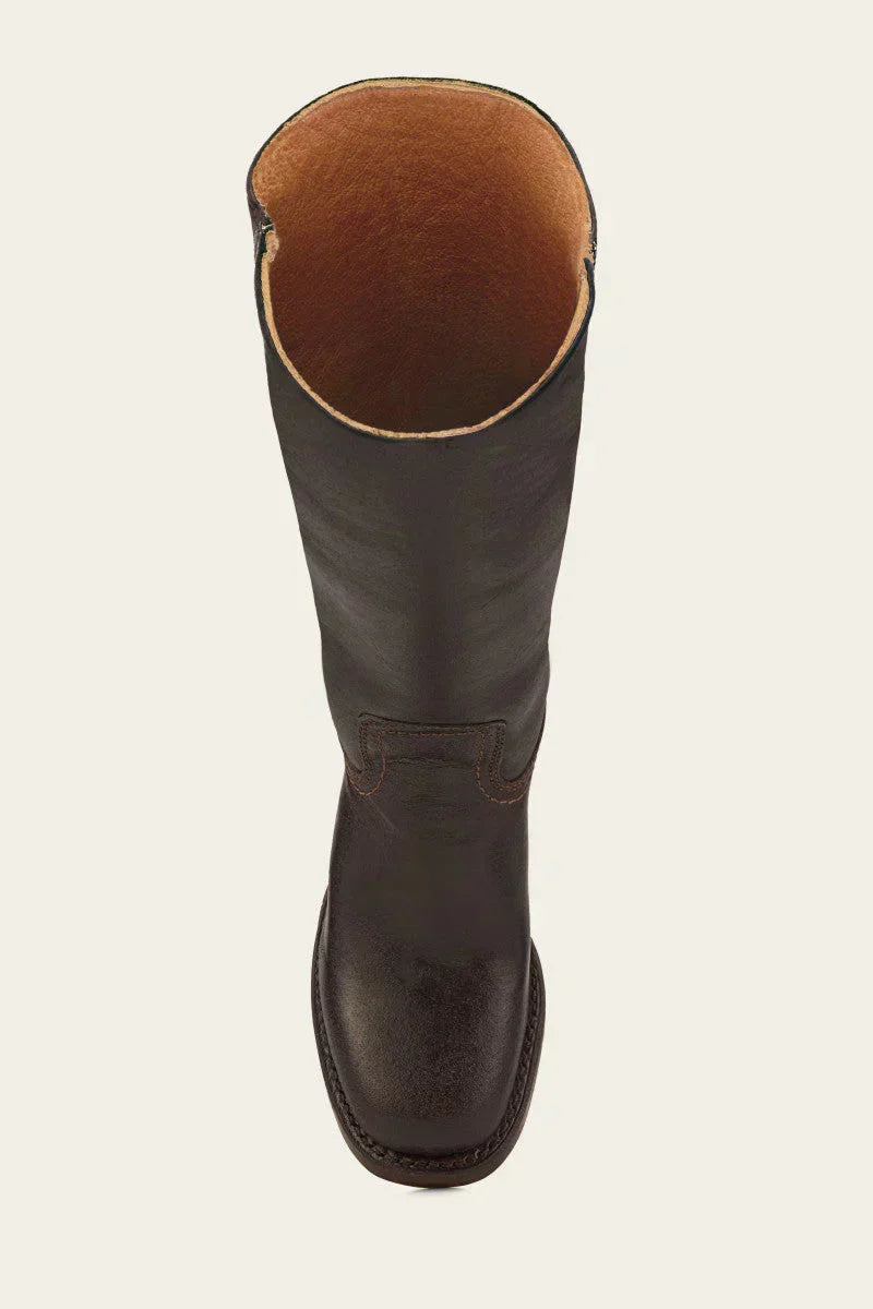 Women's Leather Mid Calf Block Heel Boots