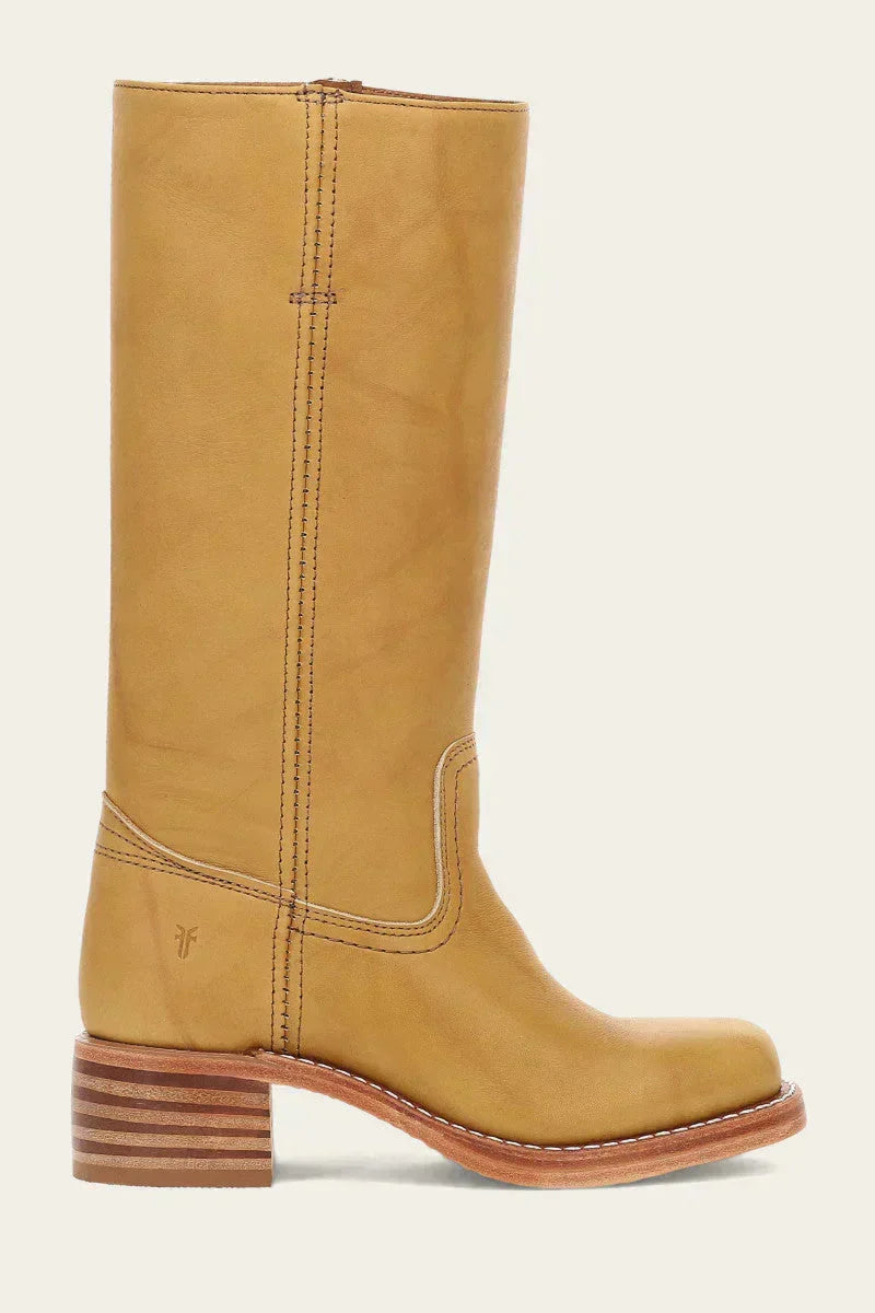 Women's Leather Mid Calf Block Heel Boots