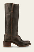 Women's Leather Mid Calf Block Heel Boots