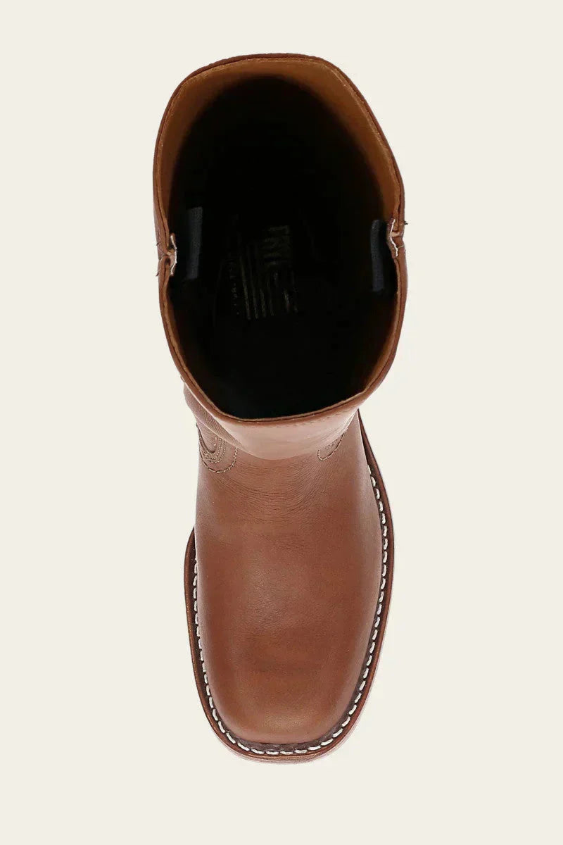 Women's Leather Mid Calf Block Heel Boots