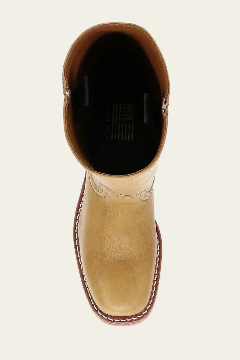 Women's Leather Mid Calf Block Heel Boots