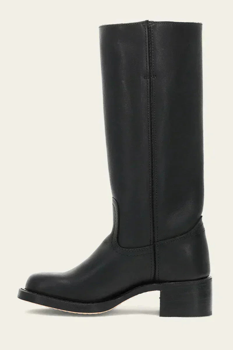 Women's Leather Mid Calf Block Heel Boots
