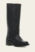 Women's Leather Mid Calf Block Heel Boots
