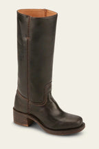 Women's Leather Mid Calf Block Heel Boots