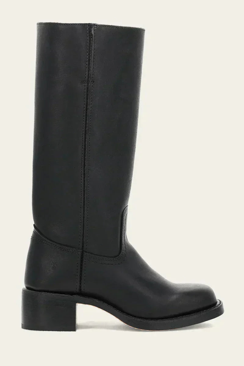 Women's Leather Mid Calf Block Heel Boots