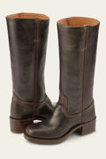 Women's Leather Mid Calf Block Heel Boots