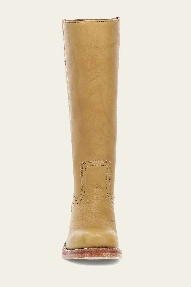 Women's Leather Mid Calf Block Heel Boots